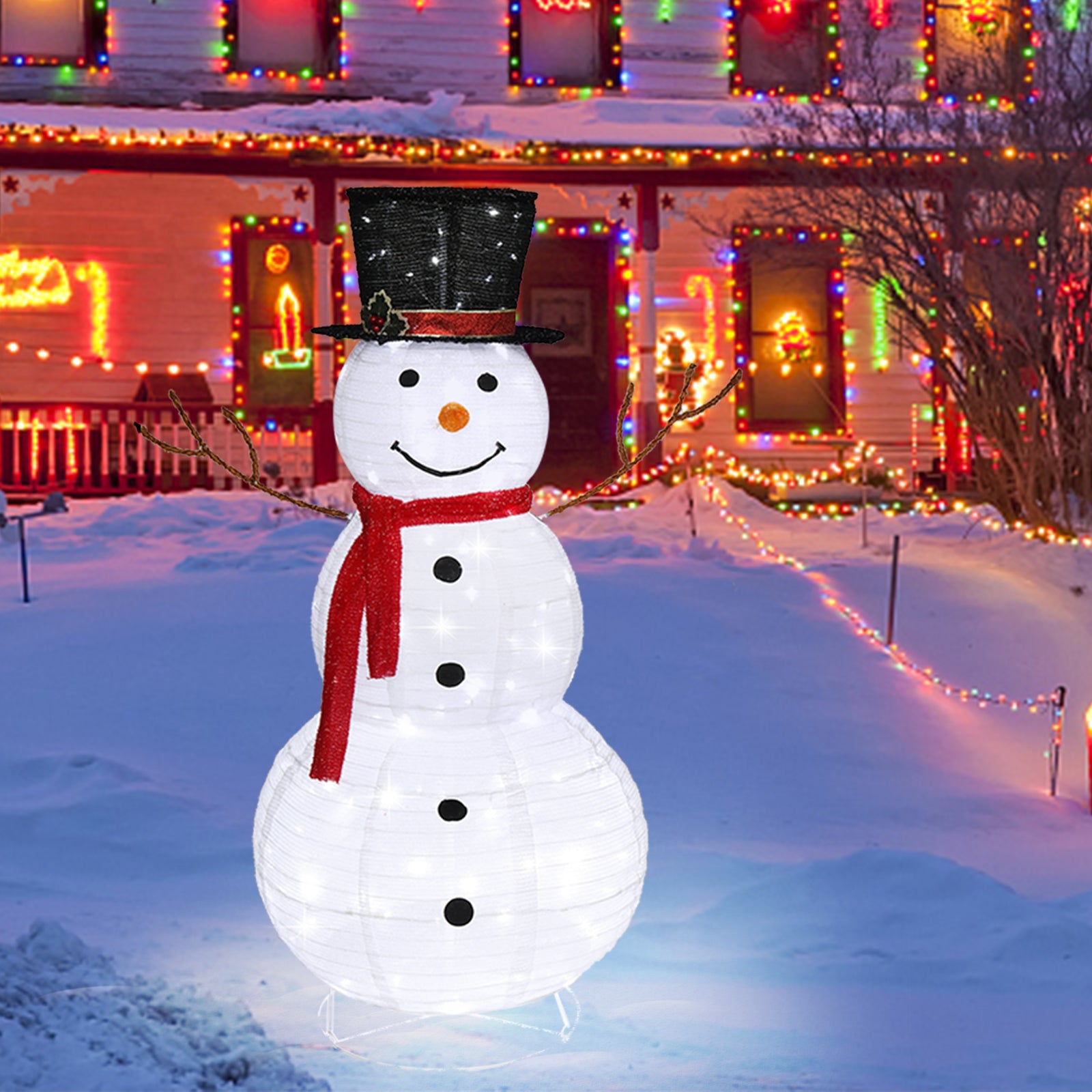 Snowman Christmas Light Decoration – 60×60×120cm | 120 LED Lights | Indoor & Outdoor Holiday Decor