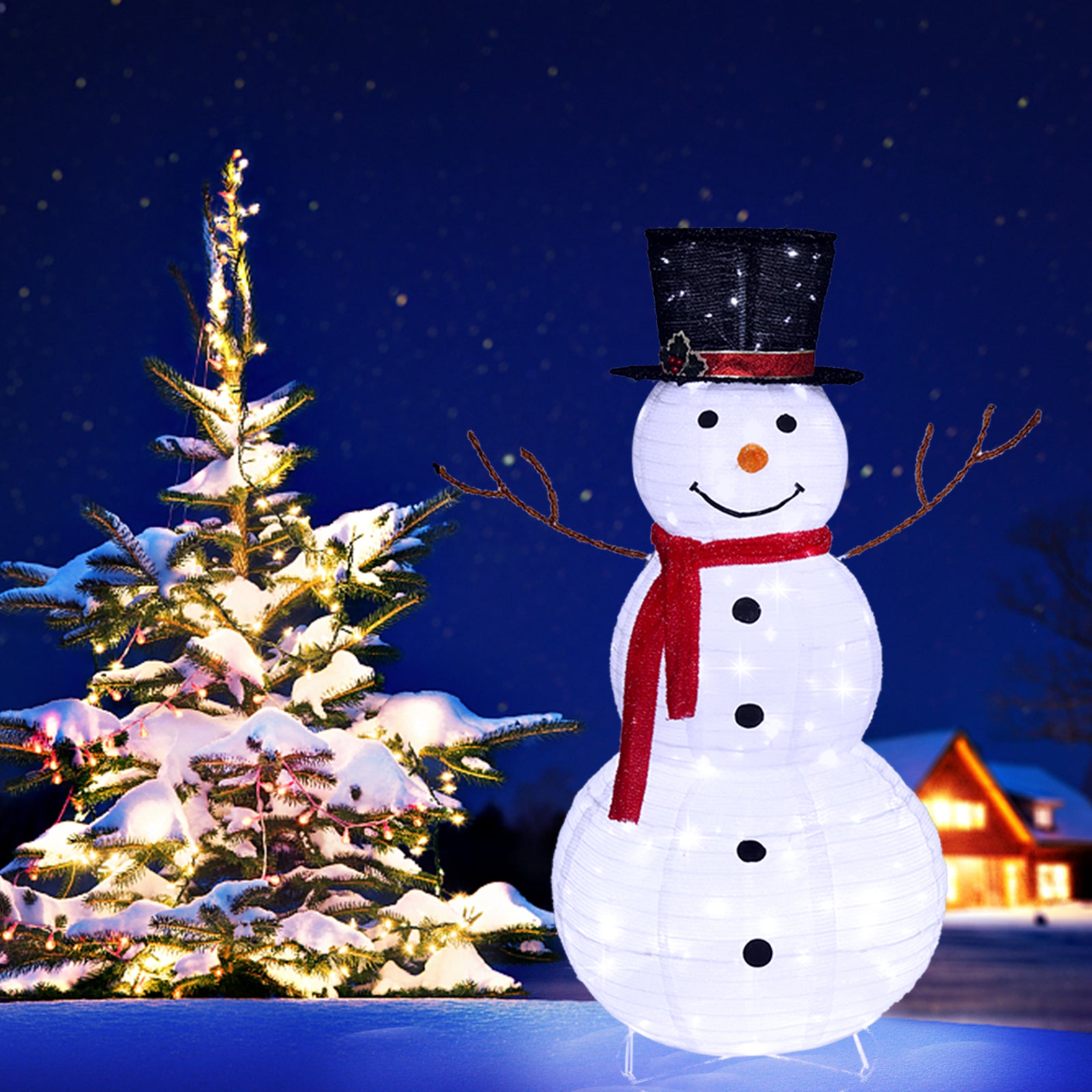 Snowman Christmas Light Decoration – 60×60×120cm | 120 LED Lights | Indoor & Outdoor Holiday Decor