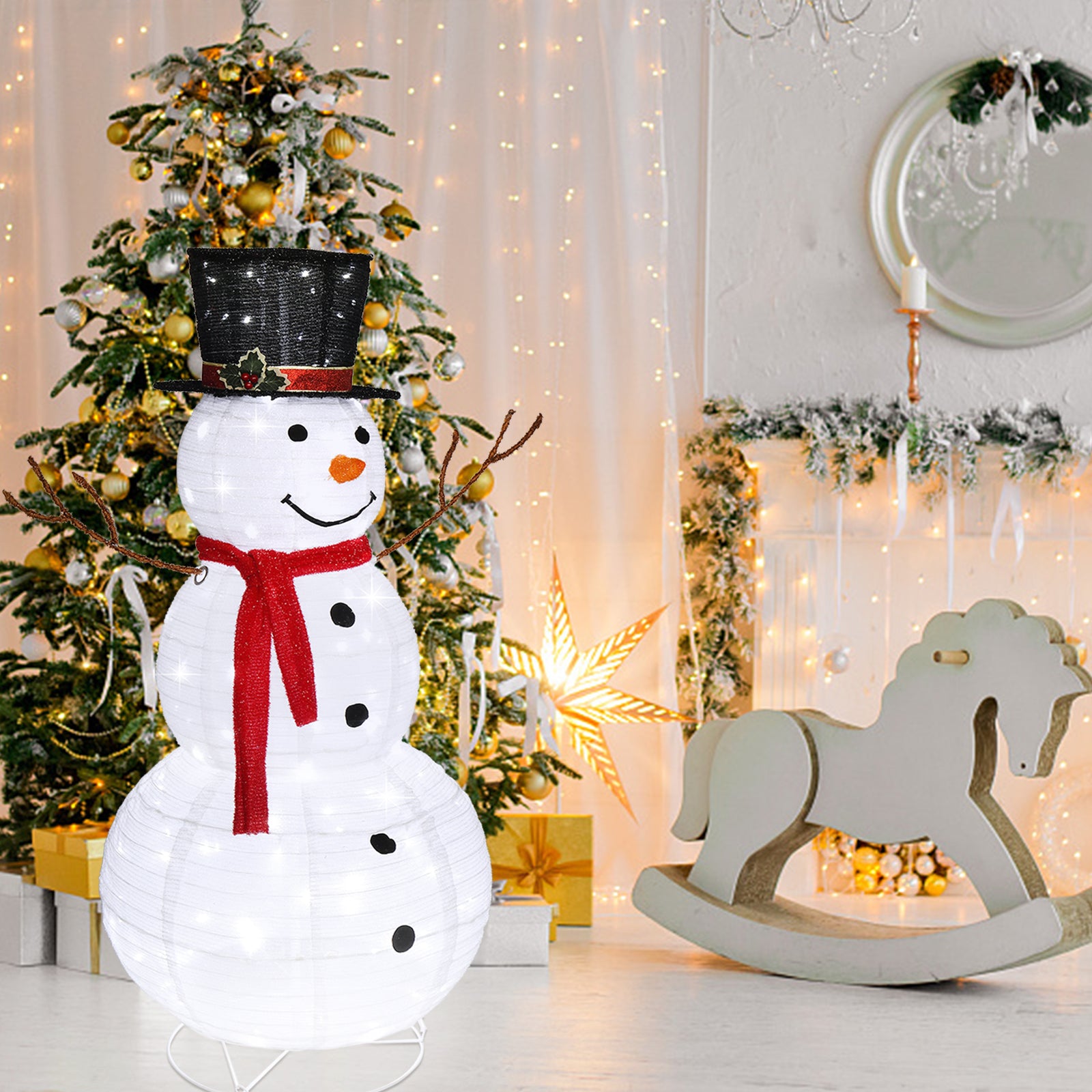 Snowman Christmas Light Decoration – 60×60×120cm | 120 LED Lights | Indoor & Outdoor Holiday Decor