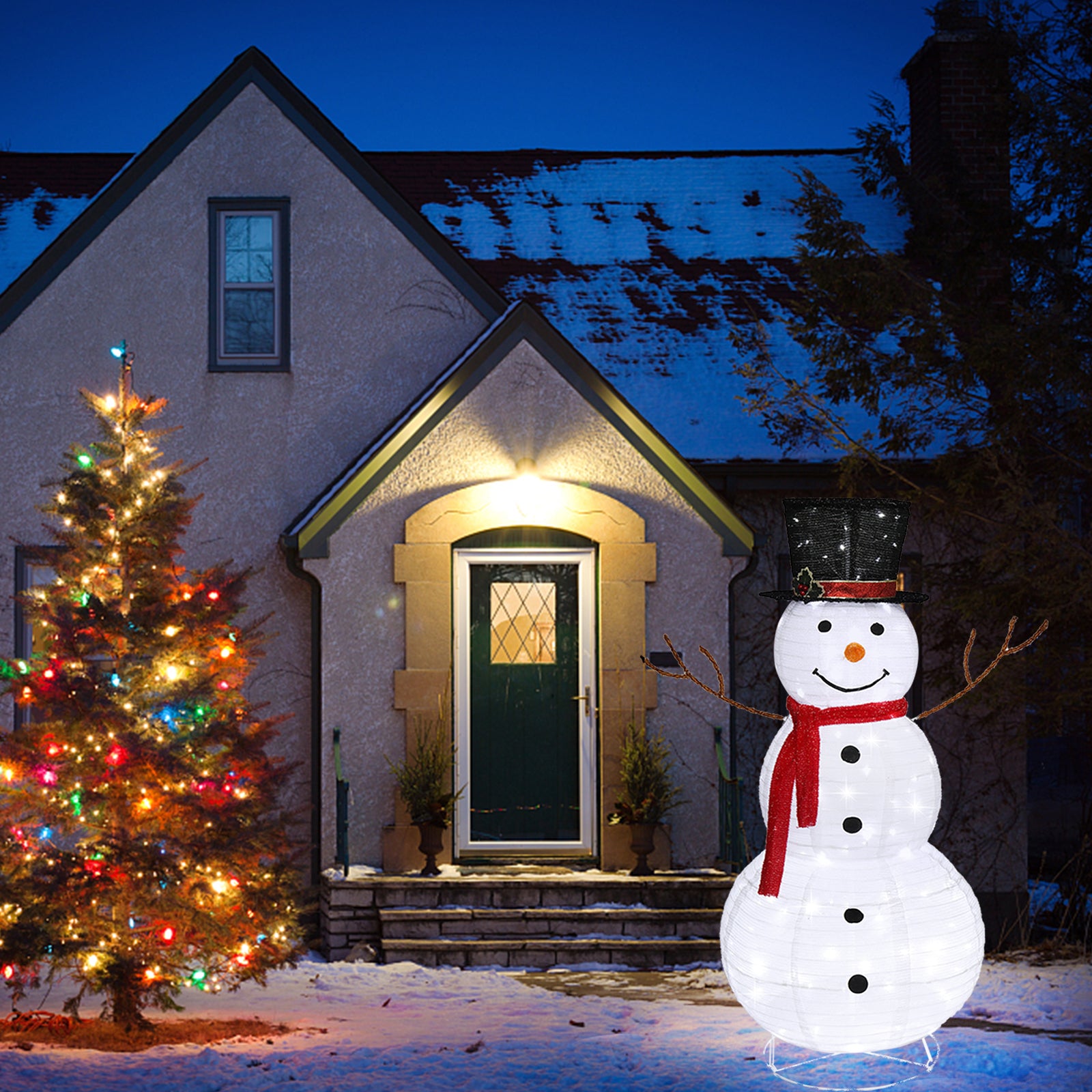 Snowman Christmas Light Decoration – 60×60×120cm | 120 LED Lights | Indoor & Outdoor Holiday Decor