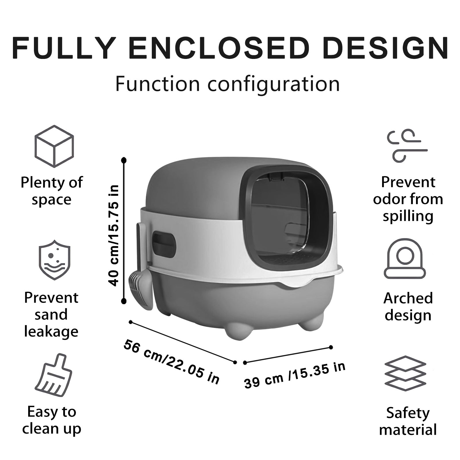 Enclosed Cat Litter Box – Anti-Splash, Odor Control, Easy-Clean Drawer