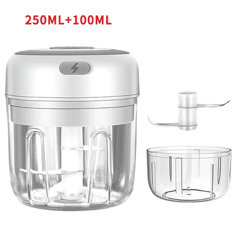 Mini Electric Garlic Chopper – 100/250mL USB Rechargeable Food Processor for Meat, Vegetables & Spices