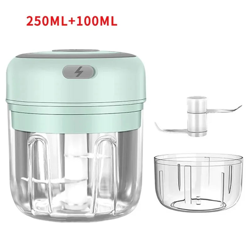 Mini Electric Garlic Chopper – 100/250mL USB Rechargeable Food Processor for Meat, Vegetables & Spices