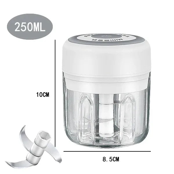 Mini Electric Garlic Chopper – 100/250mL USB Rechargeable Food Processor for Meat, Vegetables & Spices