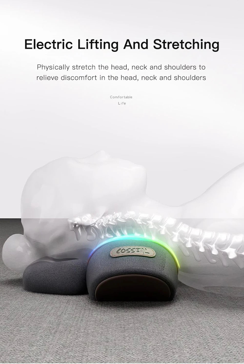 Neck Massager Pillow Cervical Orthopedic Pillow Lifting Traction Relax Hot Compress Vibration Massage Neck Pain Relief
