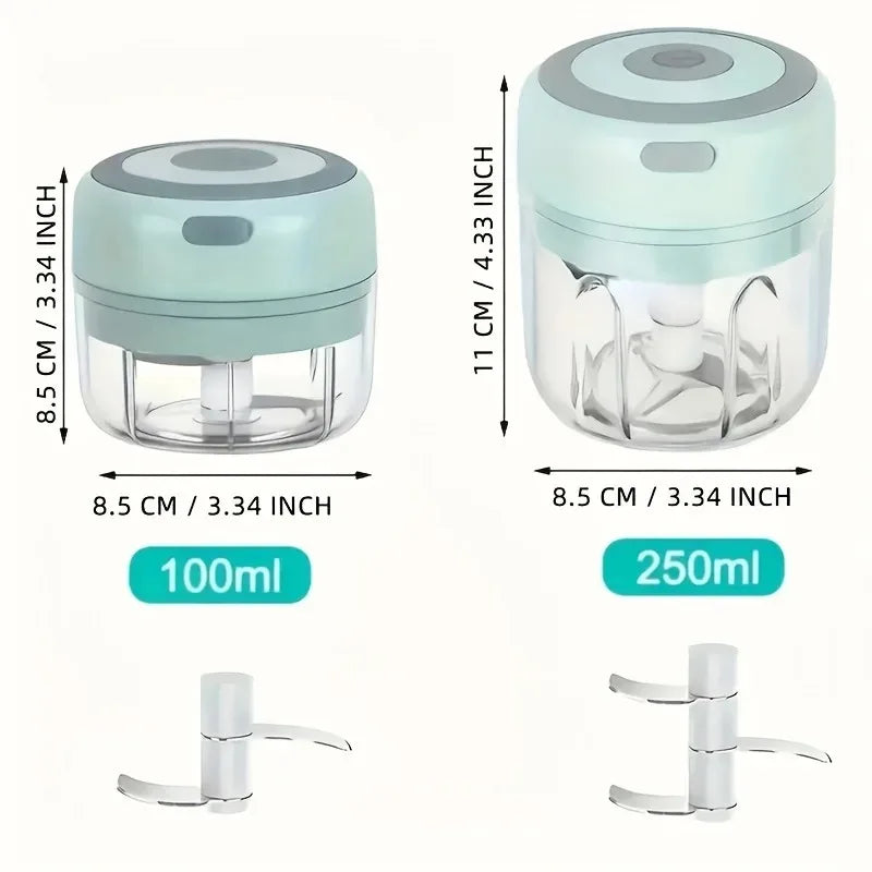Mini Electric Garlic Chopper – 100/250mL USB Rechargeable Food Processor for Meat, Vegetables & Spices
