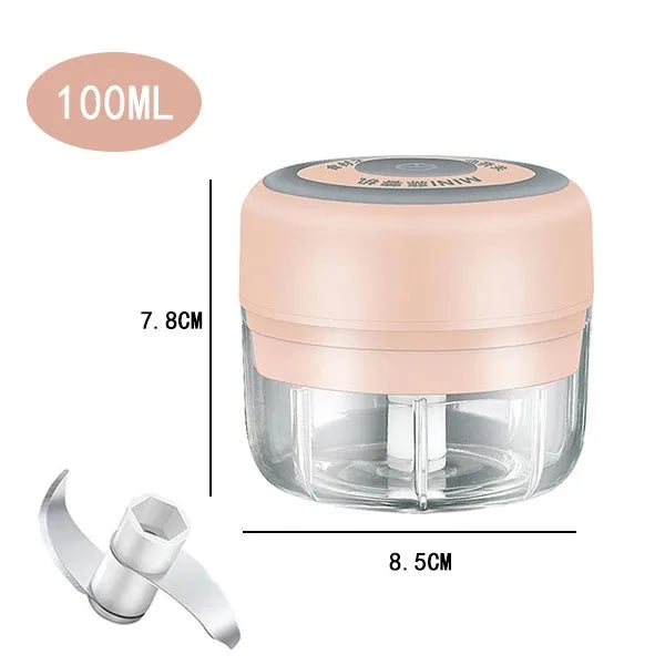 Mini Electric Garlic Chopper – 100/250mL USB Rechargeable Food Processor for Meat, Vegetables & Spices