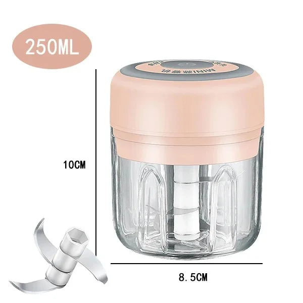 Mini Electric Garlic Chopper – 100/250mL USB Rechargeable Food Processor for Meat, Vegetables & Spices