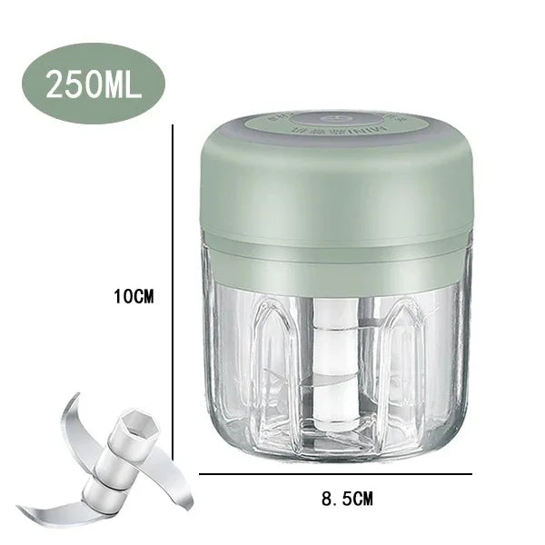 Mini Electric Garlic Chopper – 100/250mL USB Rechargeable Food Processor for Meat, Vegetables & Spices