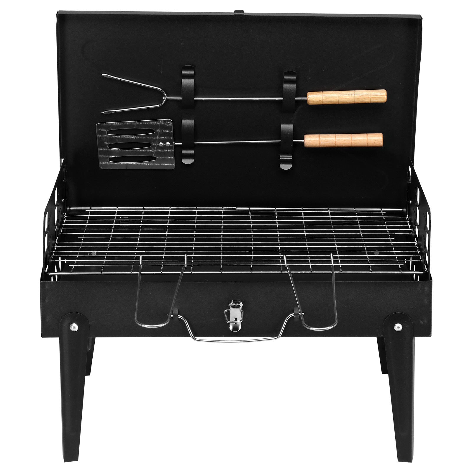 Portable Square Charcoal Grill – Foldable Outdoor BBQ Oven