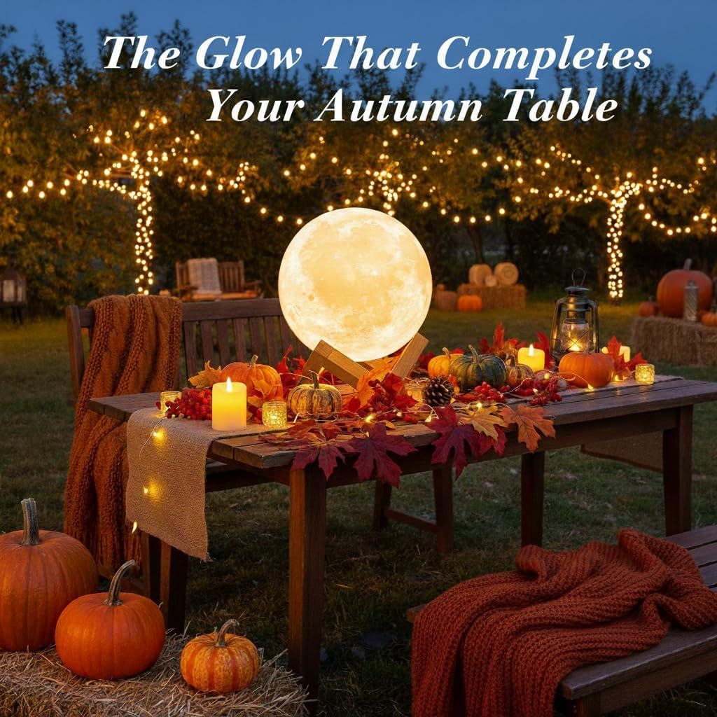 16-Color Moon Lamp with Wooden Stand & Remote – LED Night Light