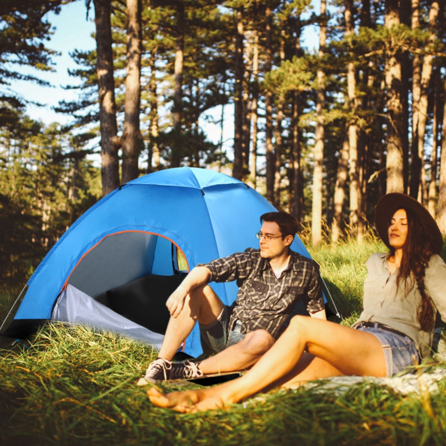 3,4-Person Waterproof Pop-Up Camping Tent – Instant Setup Family Outdoor Shelter with Carry Bag