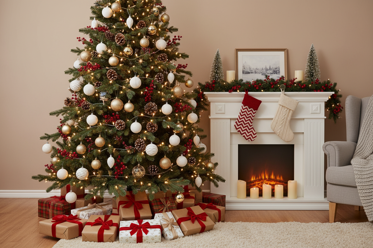 Christmas tree scene without text overlay