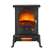 1500W Freestanding Electric Fireplace Heater with 3D Flame, Quartz Tube Heating, Remote Control – Black
