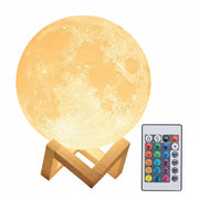 16-Color Moon Lamp with Wooden Stand & Remote – LED Night Light