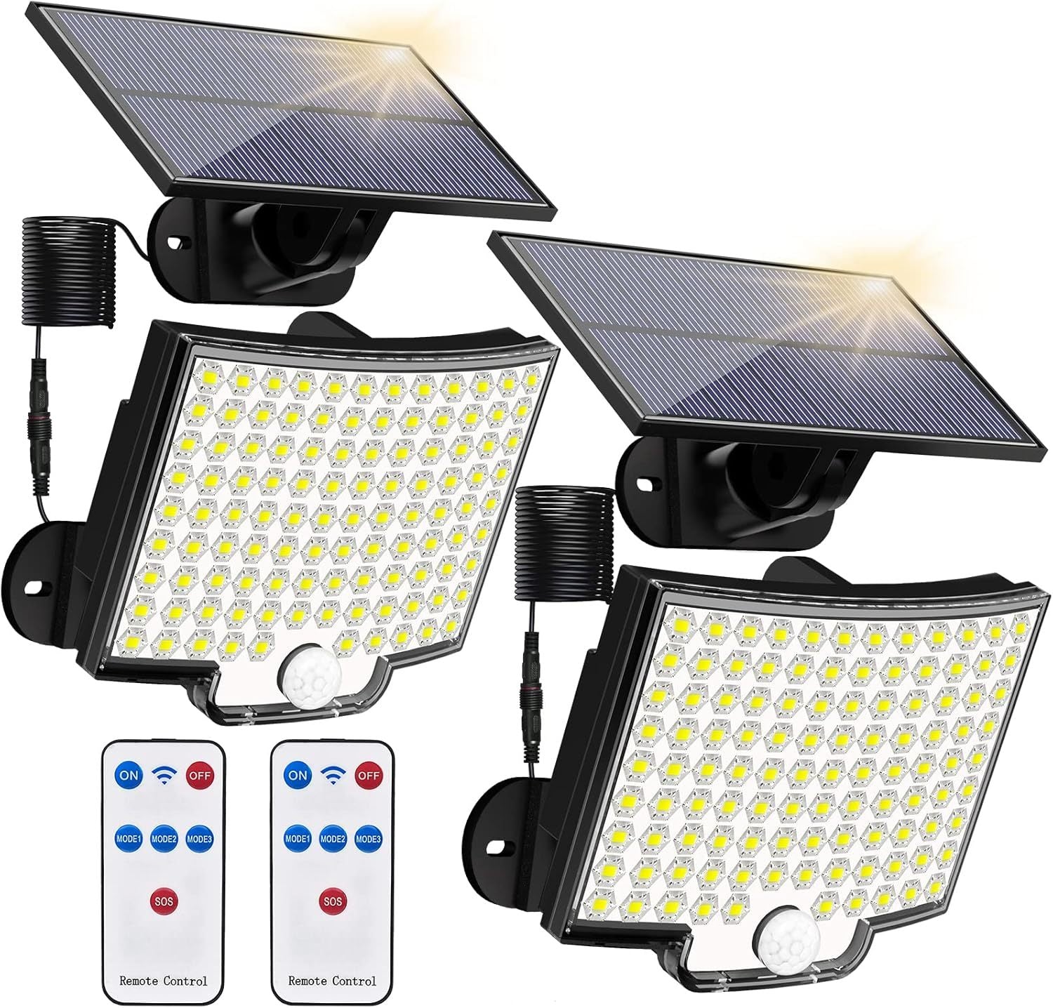 2PCS Solar Motion Security Lights – 106LED, 4 Modes, Waterproof Outdoor