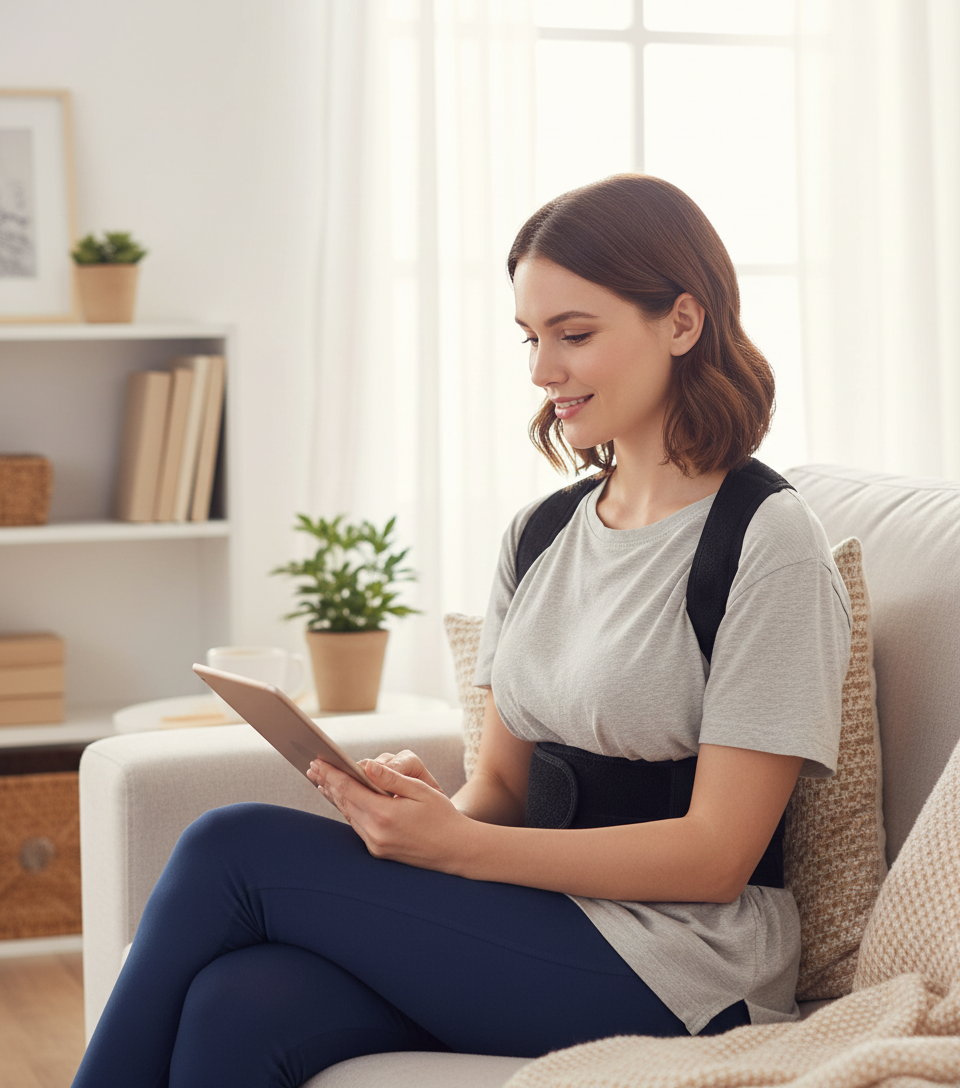 Người đeo đai nẹp lưng trong sinh hoạt hàng ngày