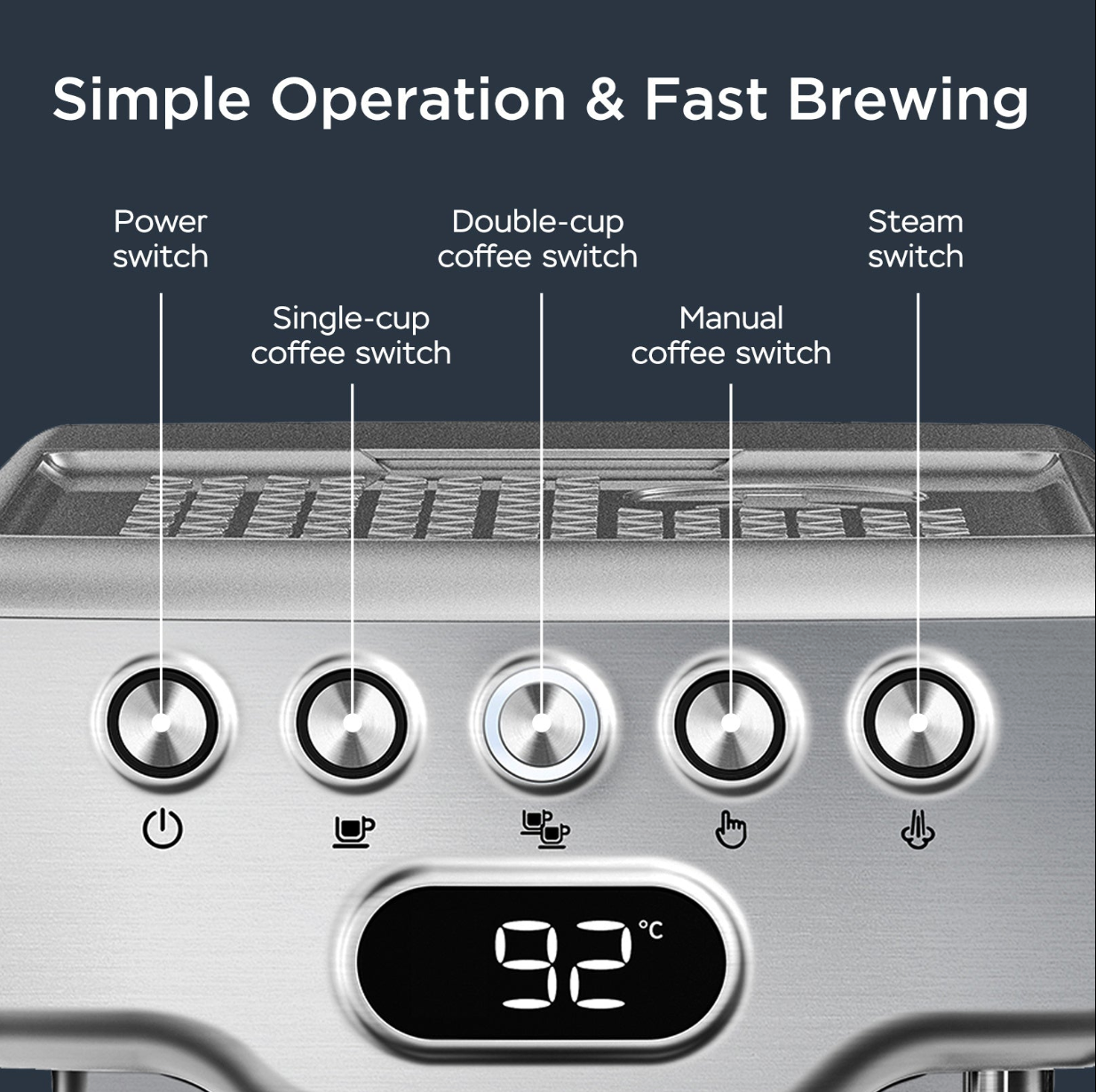 HomeVory 20 Bar Espresso Coffee Machine – 2-in-1 Coffee Maker with Milk Frother for Latte, Cappuccino & Mocha